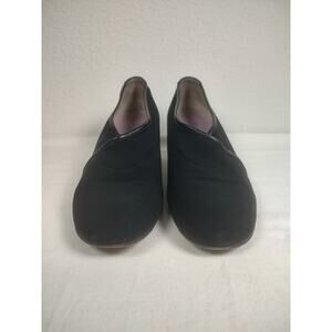 Taryn Rose, Black Pump Block Heel Stretch Fabric Leather Trim Size EU39M = US8M